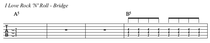 I Love Rock 'N' Roll TAB, bridge.