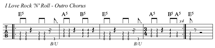 I Love Rock 'N' Roll TAB, outro chorus.