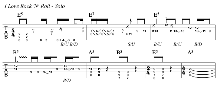 I Love Rock 'N' Roll TAB, solo.