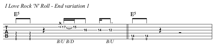 I Love Rock 'N' Roll TAB, end variation 1.
