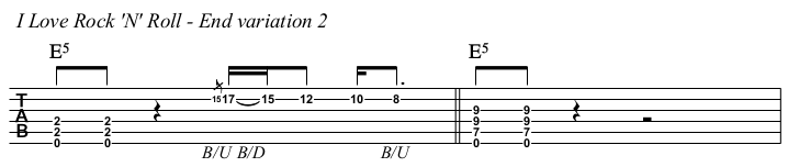 I Love Rock 'N' Roll TAB, end variation 2.