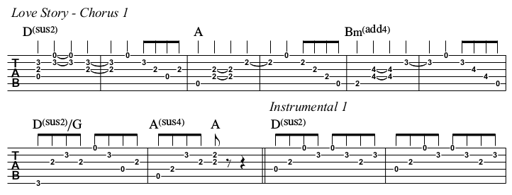 Love Story TAB, chorus 1.