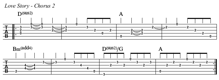 Love Story TAB, chorus 2.