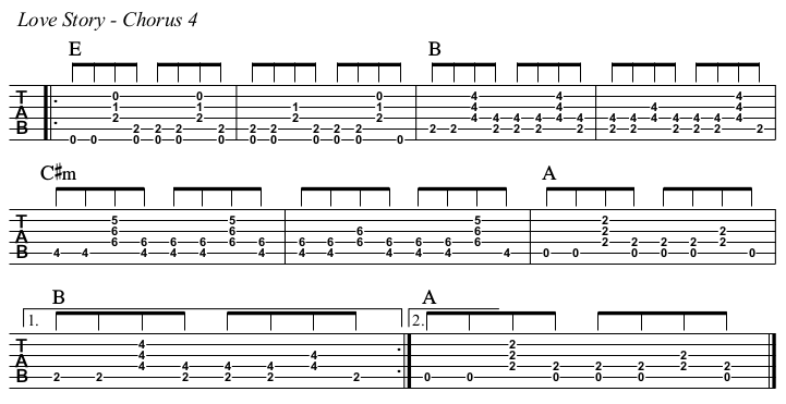 Love Story TAB, chorus 4.