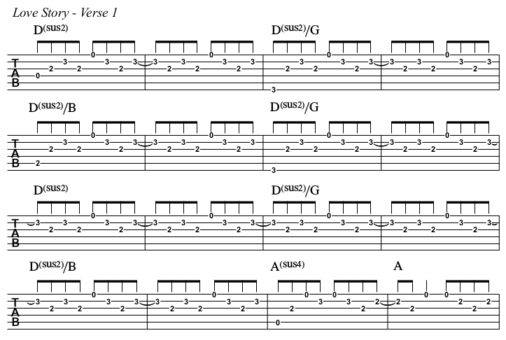 Love Story TAB, verse 1.